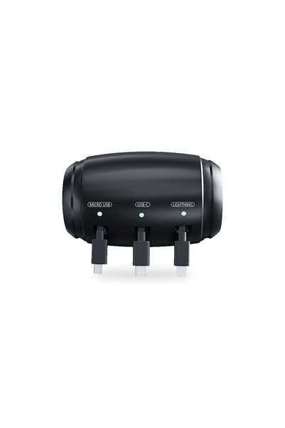 OEM Incarcator auto pe tetiera pentru pasageri, cablu retractabil 3 in 1, USB...