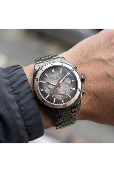 Ferrucci Black with Functional Features, Stainless Steel Case, FCF-0524-03334...
