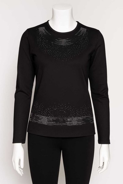 ÖZCAN Bluză de lux cu mâneci lungi, brodata cu pietre, Mother T tricou