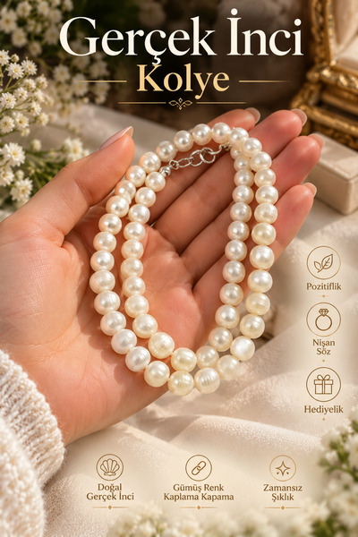 NBS Beautiful Naturel Stones Real Pearl Necklace ( AA Quality ) 8 mm