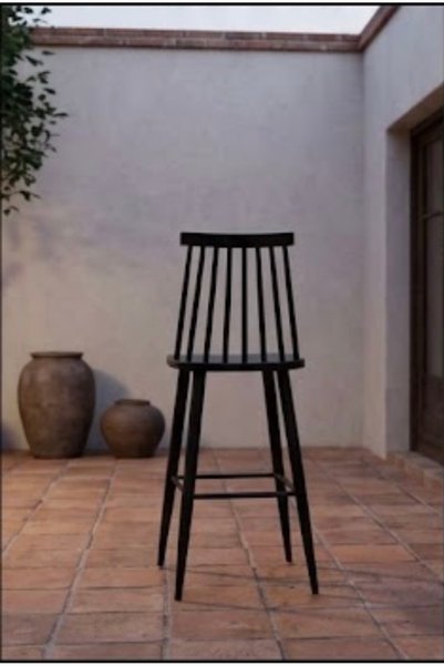 IN HOME STORE Modern Design Black Wooden Bar Chair Elegant Bar Stool