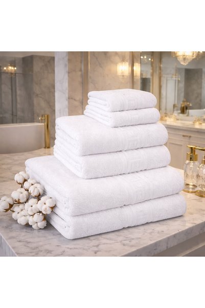 OEM Set 12 prosoape de hotel albe, 100% bumbac, 550 g/m²