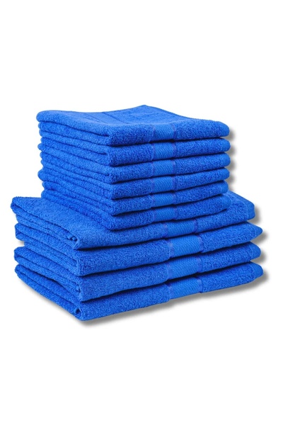 OEM Set 10 prosoape bumbac 100% albastre, 6 față/mâini + 4 corp