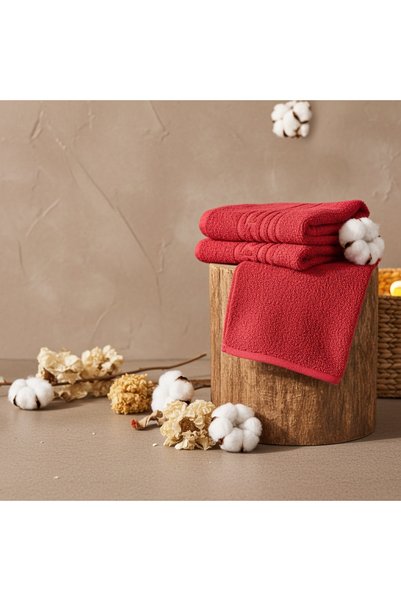 OEM Prosop de baie hotelier roșu, bumbac 100%, 550 g/m², bordură grecească
