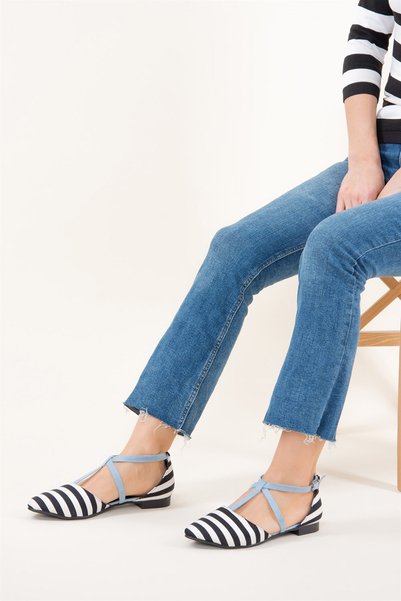 Fox Shoes Black/White/Blue Women's Ballerinas D726537304