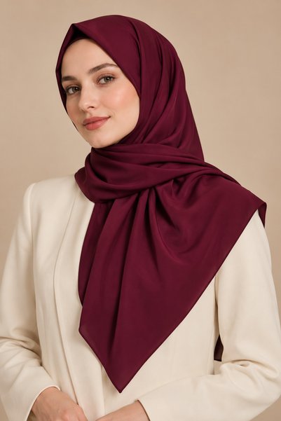 mim eşarp Mısırlı Eşarpları Medine Ipeği Büyük Boy Eşarp 110x110 Cm - Bordo