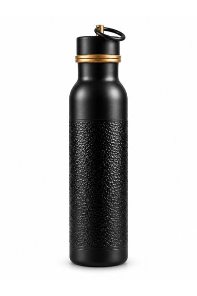 AURA COPPER Siyah Oksit Bakır Matara 600 ml – Dövme Desenli Sızdırmaz El Yapı...