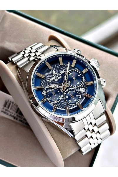 Daniel Klein Silver Color - Navy Blue Dial Royal Series Men's Wristwatch - wi...