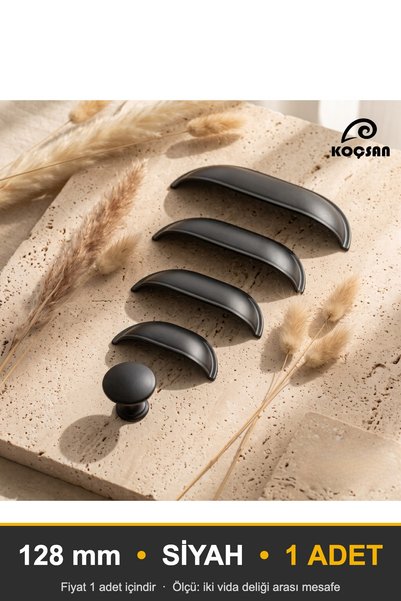 KOÇSAN Midye Siyah 128 Mm Kulp Lüks Country Mutfak Mobilya Dolap Çekmece Kulpu