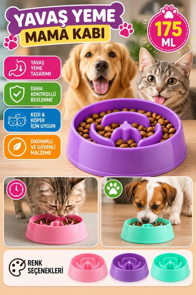 Hane Dostu 175 ml Yavaş Yeme Mama Kabı Kedi Köpek İçin Kontrollü Beslenme ve ...