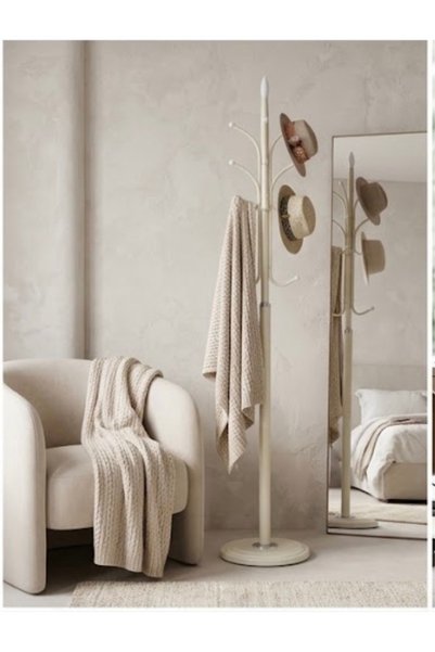 IN HOME STORE علاقة ملابس معدنية قائمة بتصميم عصري - لون بيج