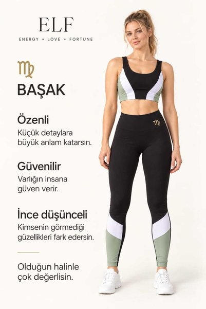 Kadın Spor Tayt ve Crop Top 2’li Set Yüksek Bel Organik Pamuk ve Bambu Siyah