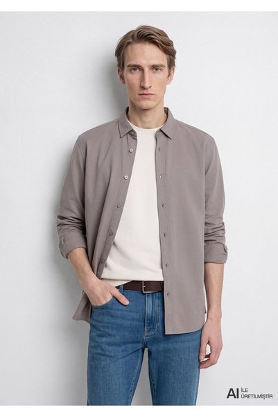 Mavi Erkek Gri Uzun Kol Gömlek Grey Flannel Comfort Gömlek