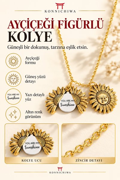 FG KONNİCHİWA Papattya You Are My Sunshine Openable Flower Necklace Steel
