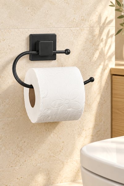 ORSA HOME 903 Kare Yapışkanlı Wc Kağıtlık Mat Siyah