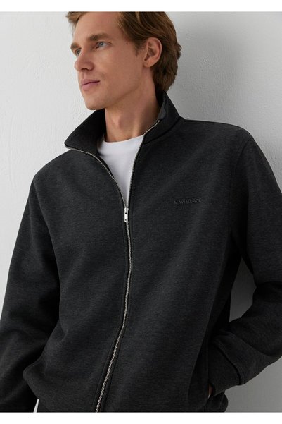 Mavi Men's Gray Full Zip Sweatshirt Dark Gray Melan Sweatshirt