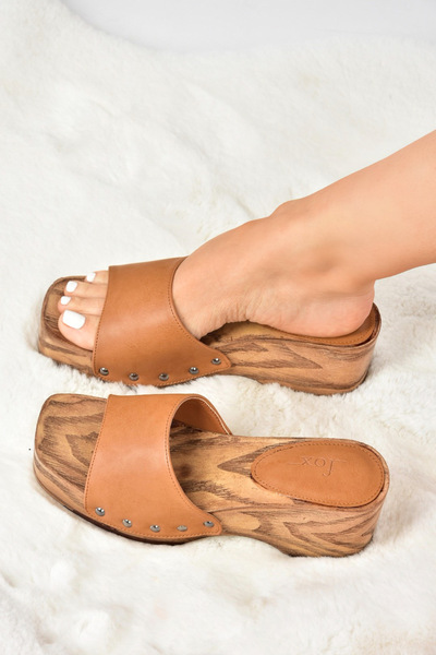 Fox Shoes Tan Thick Sole Heeled Slippers M996500009