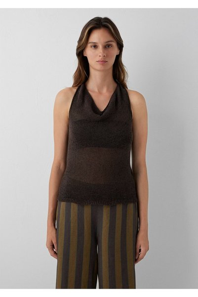 Mavi Halter Yaka Kolsuz Kahverengi Triko 1720092-91100