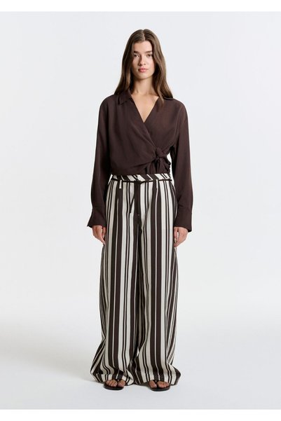 Mavi (Tencel™) Lyocel Karışımlı Çizgili Kahverengi Pantolon 1022841-A6726