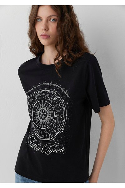Mavi Astrology Printed Black T-Shirt Regular Fit / Normal Cut 1614167-900