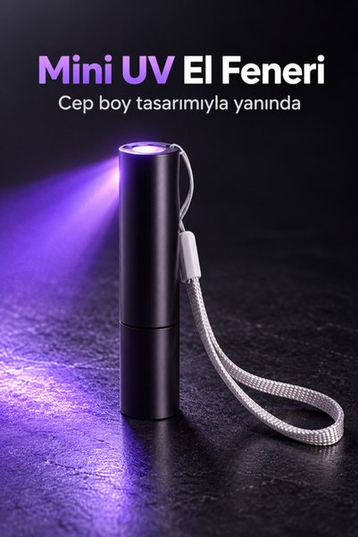 mucit home Mor Işık El Feneri Mini Cep Boy Oje Kurutucu Gerçek Para Kontol LE...
