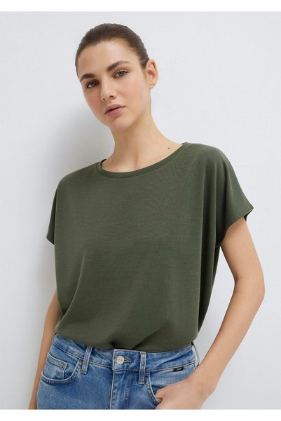 Mavi Soft-Premium Liyosel Karışımlı Yeşil Basic Tişört Loose Fit / Bol Rahat ...