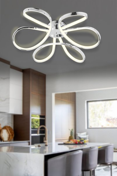 Apliqa Chalda Krom Plafonyer Modern Salon Led Avize