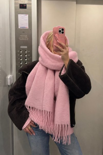 keisy Camillia İnce Püsküllü Atkı Yumuşak Dokulu Omuz Şalı