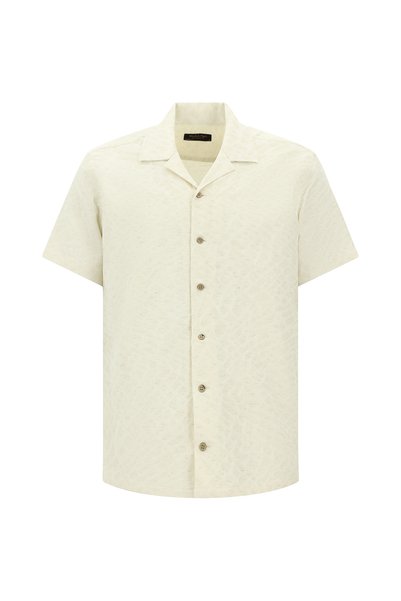 Abdullah Kiğılı Short Sleeve Regular Fit Sport Patterned Cotton Linen Shirt