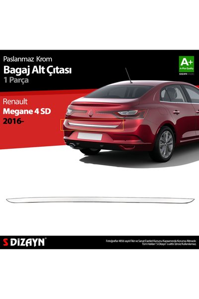 S Dizayn S-Dizayn Renault Megane 4 ile Uyumlu SD Krom Bagaj Alt Çıtası 2016 Ü...