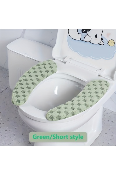 Choice3 Green Thick and Warm Toilet Seat Cushion Cover - with Sticky Toilet S...