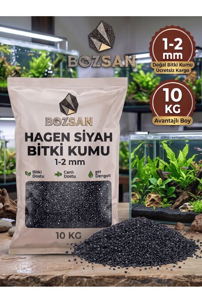 Bozsan 10 Kg Hagen Siyah Bazalt Bitki Kumu 1-2 mm, Akvaryum Taban Kumu, Dolom...