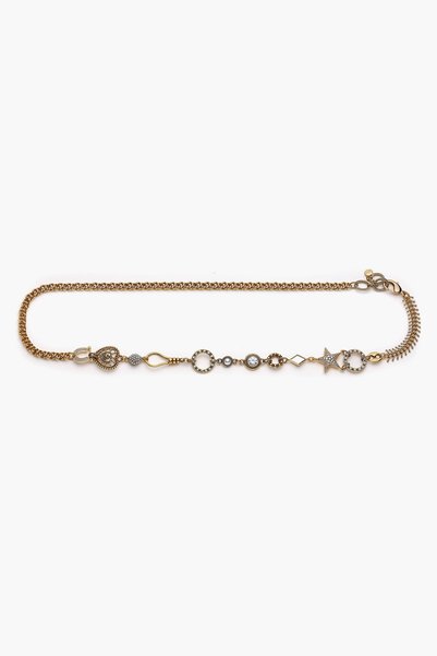 Mon Reve Opulence Star & Heart Charm Gold Plated Chain Belt