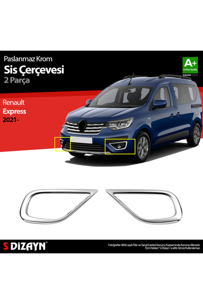S Dizayn S-Dizayn Renault Express ile Uyumlu Krom Sis Farı Çerçevesi 2 Prç 20...