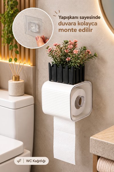 Porsima 2041 Yapışkanlı Banyo Tuvalet Kağıtlığı Wc Peçetelik Kağıtlık Tutucu ...