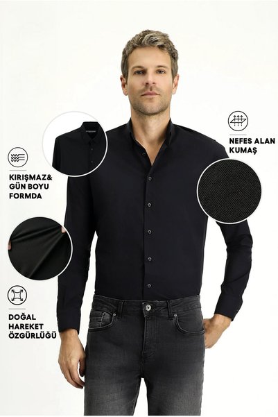 Kiğılı Techno-Line Long Sleeve Slim Fit Slim Fit Lycra Shirt
