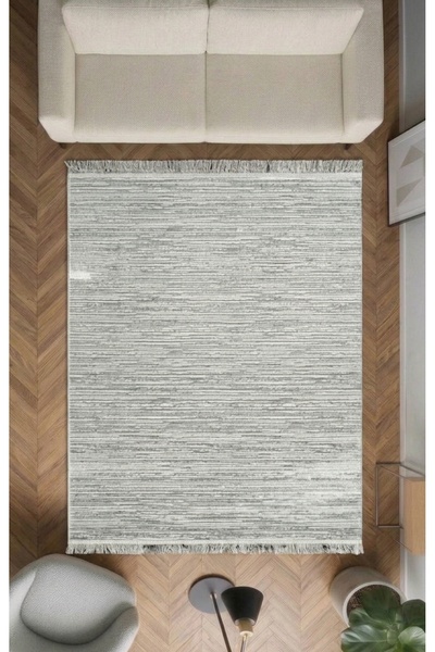 Enva Home Modern Yumuşak Soft Dokulu Gri Halı Tozu Yok Salon Mutfak Koridor Y...