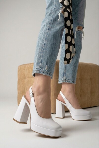 Zerenyus Zuda Premium White Patent Leather Platform Heel Shoes 10 cm