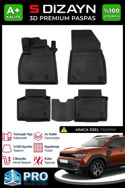 S Dizayn S-Dizayn Renault Duster ile Uyumlu 4X2 3D Pro Havuzlu Paspas 2024 Üz...
