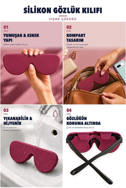 long way Premium silikonska zaštitna futrola za naočare, šljivaste boje