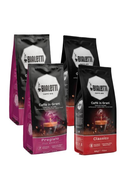 Bialetti Delicato (Pregiato) and Classico Original Italian Core Coffee 4X500 ...