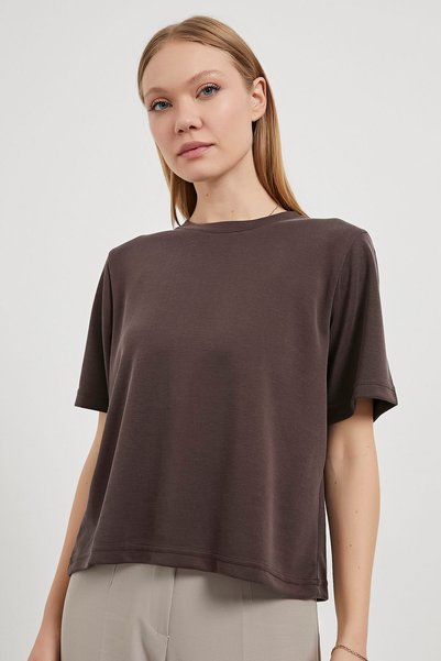 Arma Life Women's Crew Neck Modal Short Sleeve Coffee T-Shirt