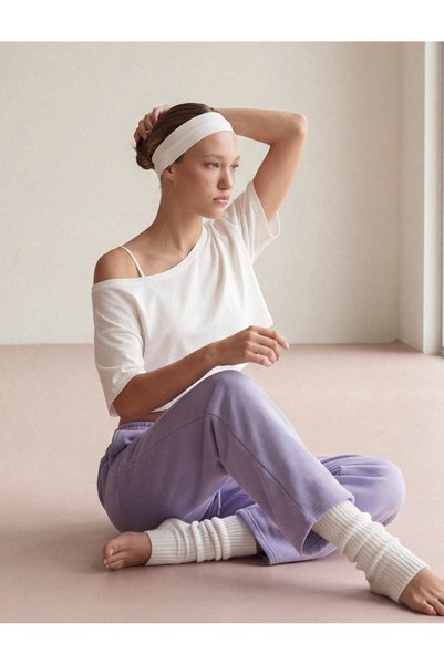 Koton Yüksek Bel Bağcıklı Cepli Rahat Kalıp Modal Karışımlı Spor Geniş Paça E...