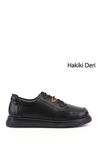 GÖNDERİ(R) Women's Black Lace-Up Genuine Leather Shoes