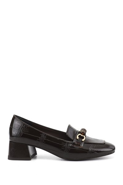 GÖNDERİ(R) Women's Brown Croco Short Thick Heeled Shoes