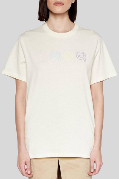 Karl Lagerfeld Kadın Bisiklet Yaka T-Shirt Beyaz