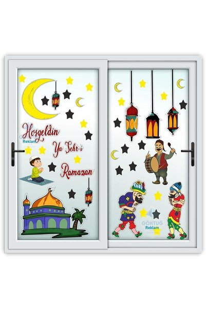 Göktuğ Hediyelik Ramazan Ayı Temalı Cam Duvar Süsleri Hoşgeldin Ramazan Stick...