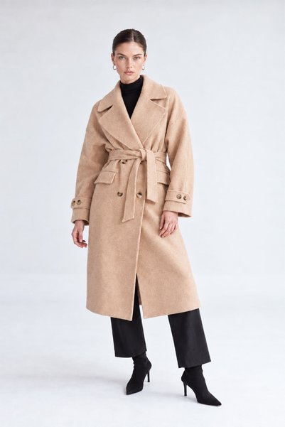 Levidor With a Wrap Neckline and Melton Coat