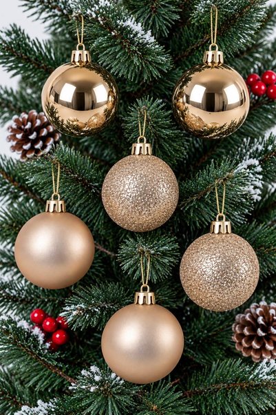 Happyland Christmas Tree Ornament 6 Pieces Rose Gold 4 cm Christmas Balls