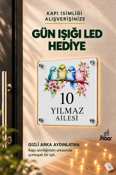 JHAAR LED Işıklı Kişiye Özel Pleksi Kapı İsimliği – Modern & Lüks UV Baskılı ...